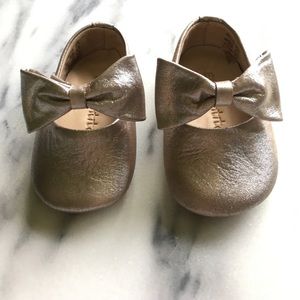 Metallic (pewter) infant shoes